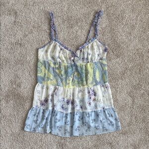 Vintage Y2K 2002 Victoria’s Secret Sheet Tiered Pastel Babydoll Tank Top Slip